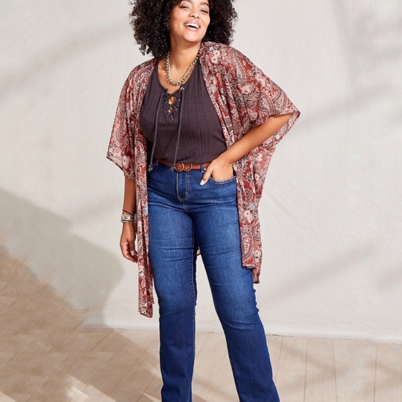 NWT 2X/3X Lightweight Paisley Open Front Kimono - Picture 2 of 13